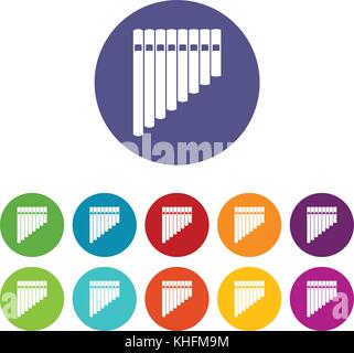 Pan flute set icons Stock Vector