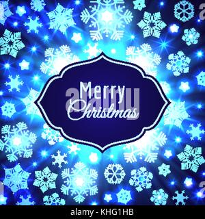 Christmas card with label and snowflakes Stock Vector