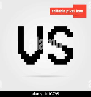 black editable vs pixel icon Stock Vector
