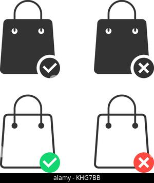 check and cancel purchase with shopping bags Stock Vector