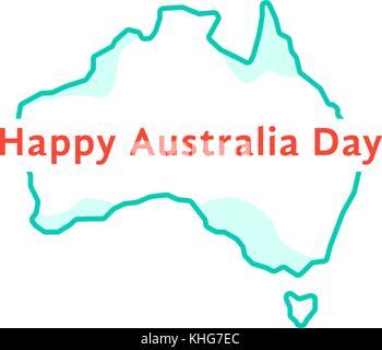 happy australia day with green continent Stock Vector