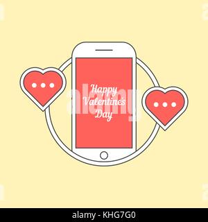 phone with hearts like messaging Stock Vector
