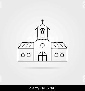thin line black church with shadow Stock Vector