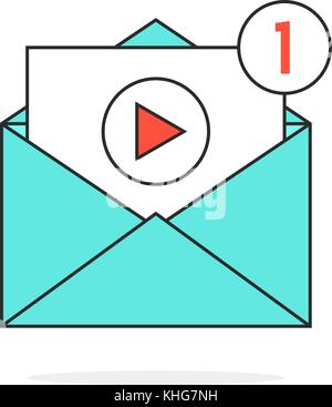 outline video notification in letter Stock Vector