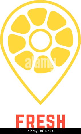 lemon icon like map pin Stock Vector