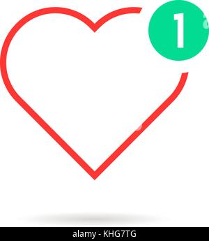 thin line heart like notification Stock Vector