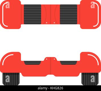 red hoverboard front and top view Stock Vector