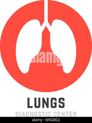 red lungs diagnostic center logo Stock Vector