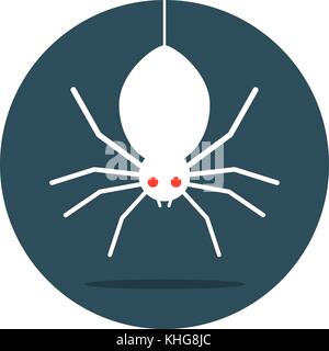 white spider hanging in circle Stock Vector