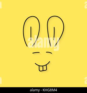black thin line rabbit muzzle Stock Vector