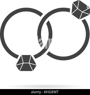 Wedding Rings Icon. Black on White Background With Shadow. Vector ...