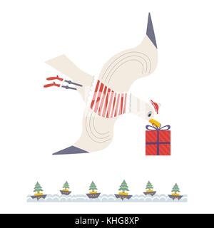 Christmas sailboat with gifts. Stock Vector