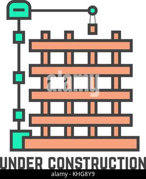 outline building under construction Stock Vector