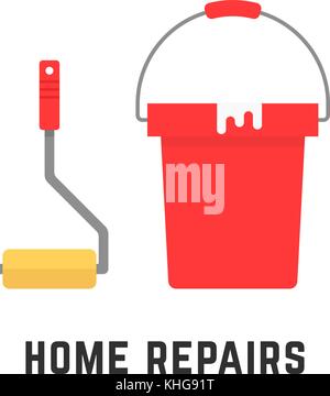 roller and bucket like home repairs Stock Vector