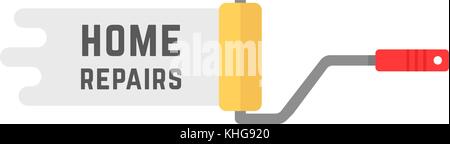 home repairs logo with roller Stock Vector