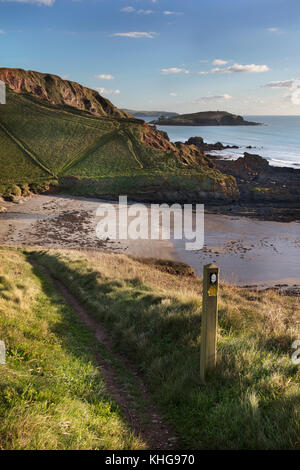 South West Coastal Path at Ayrmer Cove in the South Hams District of Devon Stock Photo