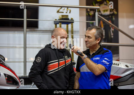 Birmingham, UK. 18th Nov, 2017.   Niall Mckenzie on the Yamaha stand talking about his son Tarran Mackenzie racing plans for 2018 Credit: steven roe/Alamy Live News Stock Photo