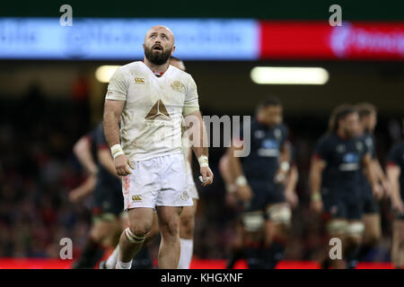 Cardiff, UK. 18th Nov, 2017. Shalva Mamukashvili of Georgia .Wales v Georgia, Under Armour series Autumn international rugby match at the Principality Stadium in Cardiff, Wales, UK on Saturday 18th November 2017. pic by Credit: Andrew Orchard/Alamy Live News Stock Photo
