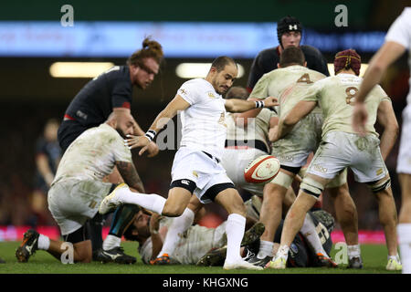 Cardiff, UK. 18th Nov, 2017. Giorgi Begadze of Georgia © in action. Wales v Georgia, Under Armour series Autumn international rugby match at the Principality Stadium in Cardiff, Wales, UK on Saturday 18th November 2017. pic by Credit: Andrew Orchard/Alamy Live News Stock Photo