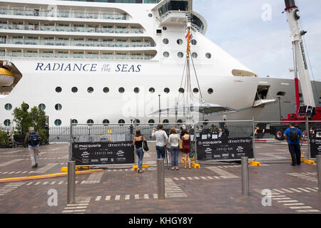 Sydney, Australia. 18th November, 2017. Radiance of the Seas cruise ship vessel moored at Sydney Overseas Passenger terminal, Saturday 18th November 2017. Stock Photo