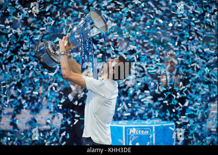 O2, London, UK. 19 November, 2017. Nitto ATP Singles Final celebrations on centre court. Credit: Malcolm Park/Alamy Live News. Stock Photo