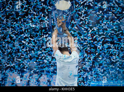 O2, London, UK. 19 November, 2017. Nitto ATP Singles Final celebrations on centre court. Credit: Malcolm Park/Alamy Live News. Stock Photo