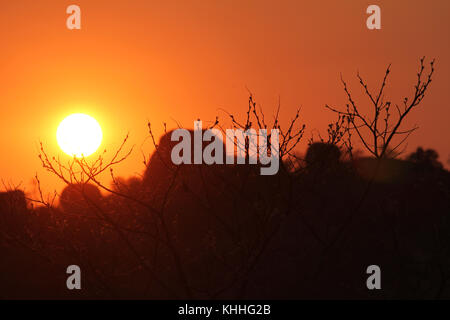 Matobo Hills,  ZIMBABWE -  17 October 2011:  Sunrise over the Matopos Hills in Zimbabwe. Credit: David Mbiyu/Alamy Live News Stock Photo