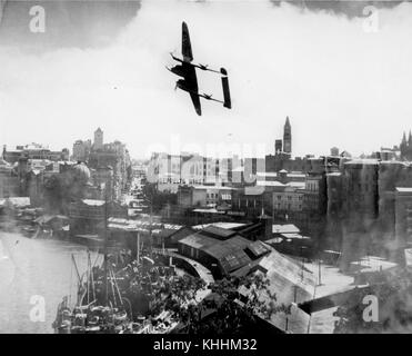 1 158944 View of Queen Street and the wharves on the Brisbane River, Brisbane, Queensland, ca.1943 Stock Photo