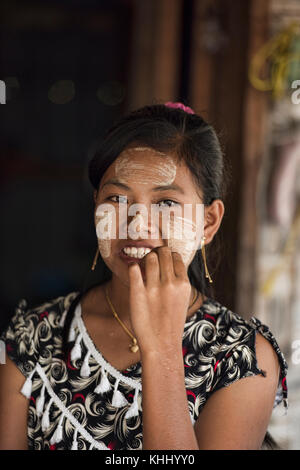 Portrait of a Burmese young woman, Mergui Archipelago, Myanmar Stock Photo