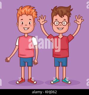 little happy boys avatars characters Stock Vector