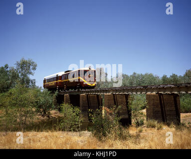 The Gulflander crossing bridge. The train runs between Croydon and Normanton. near Normanton, northwest Queensland, Australia Stock Photo