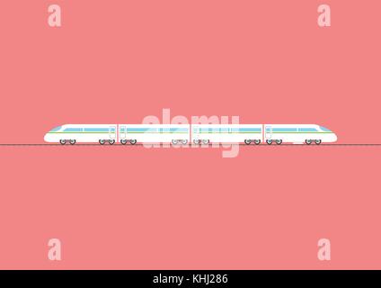 High speed train isolated on red background. Vector Illustration Stock Vector