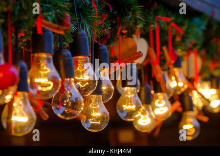 Vintage incandescent lamps as decorative element Stock Photo