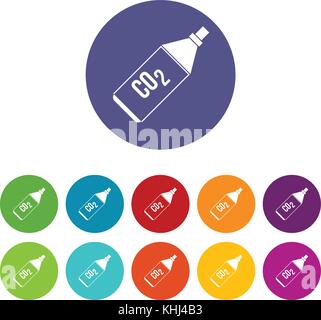 CO2 bottle set icons Stock Vector