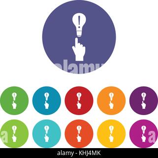 A finger pointer and light bulb set icons Stock Vector