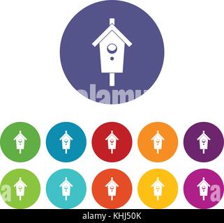 Birdhouse set icons Stock Vector