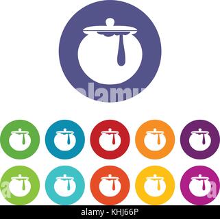 Honey pot set icons Stock Vector