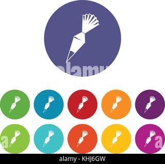 Cotton icing bag set icons Stock Vector