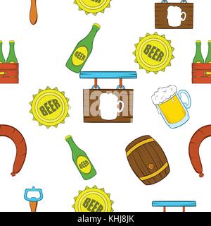 Beer pattern, cartoon style Stock Vector