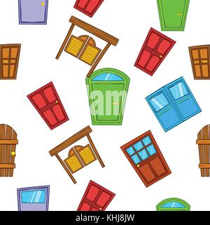Opening door pattern, cartoon style Stock Vector