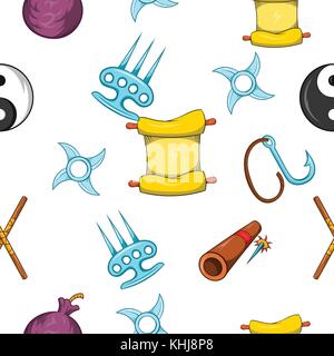 Killer ninja pattern, cartoon style Stock Vector