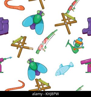 Hunting for fish pattern, cartoon style Stock Vector