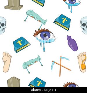 Funeral services pattern, cartoon style Stock Vector