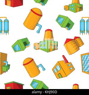 Production plant pattern, cartoon style Stock Vector