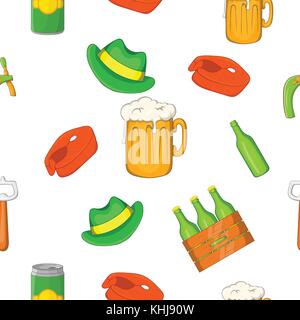 Beer festival pattern, cartoon style Stock Vector