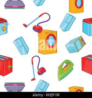 Home appliances pattern, cartoon style Stock Vector