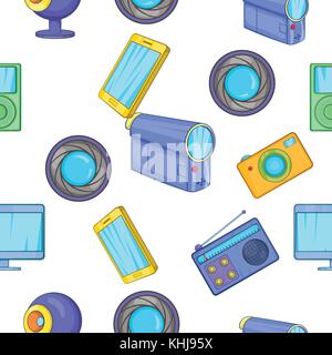 Electronic appliance pattern, cartoon style Stock Vector
