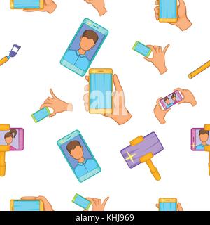 Selfie pattern, cartoon style Stock Vector