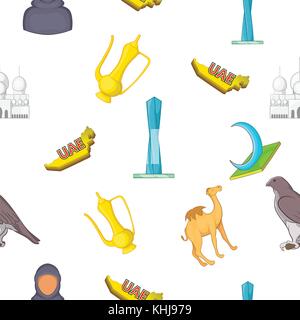 Tourism in UAE pattern, cartoon style Stock Vector