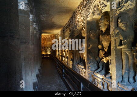 Ajanta- Ancient, Elegant and speechless beauty in stones Stock Photo